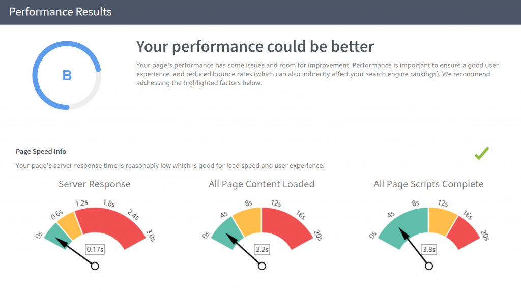 checking your webpage speed